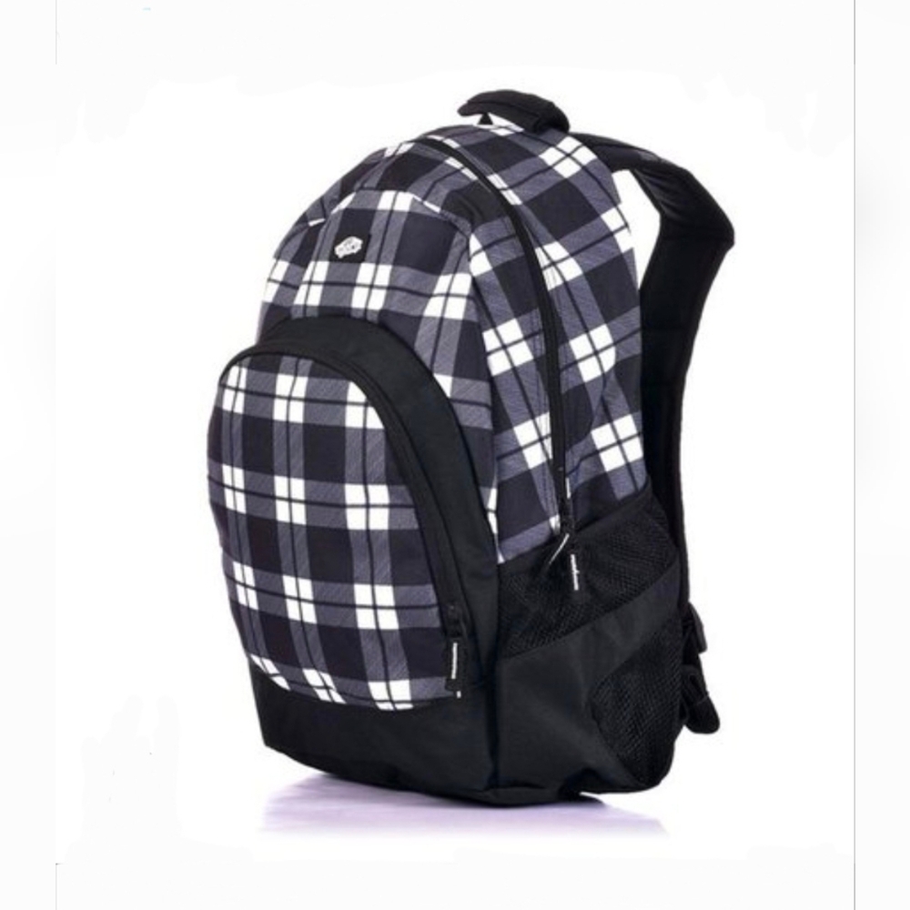 Vans Black White Plaid Backpack School Campus Skater Y2K Streetwear Travel Bag